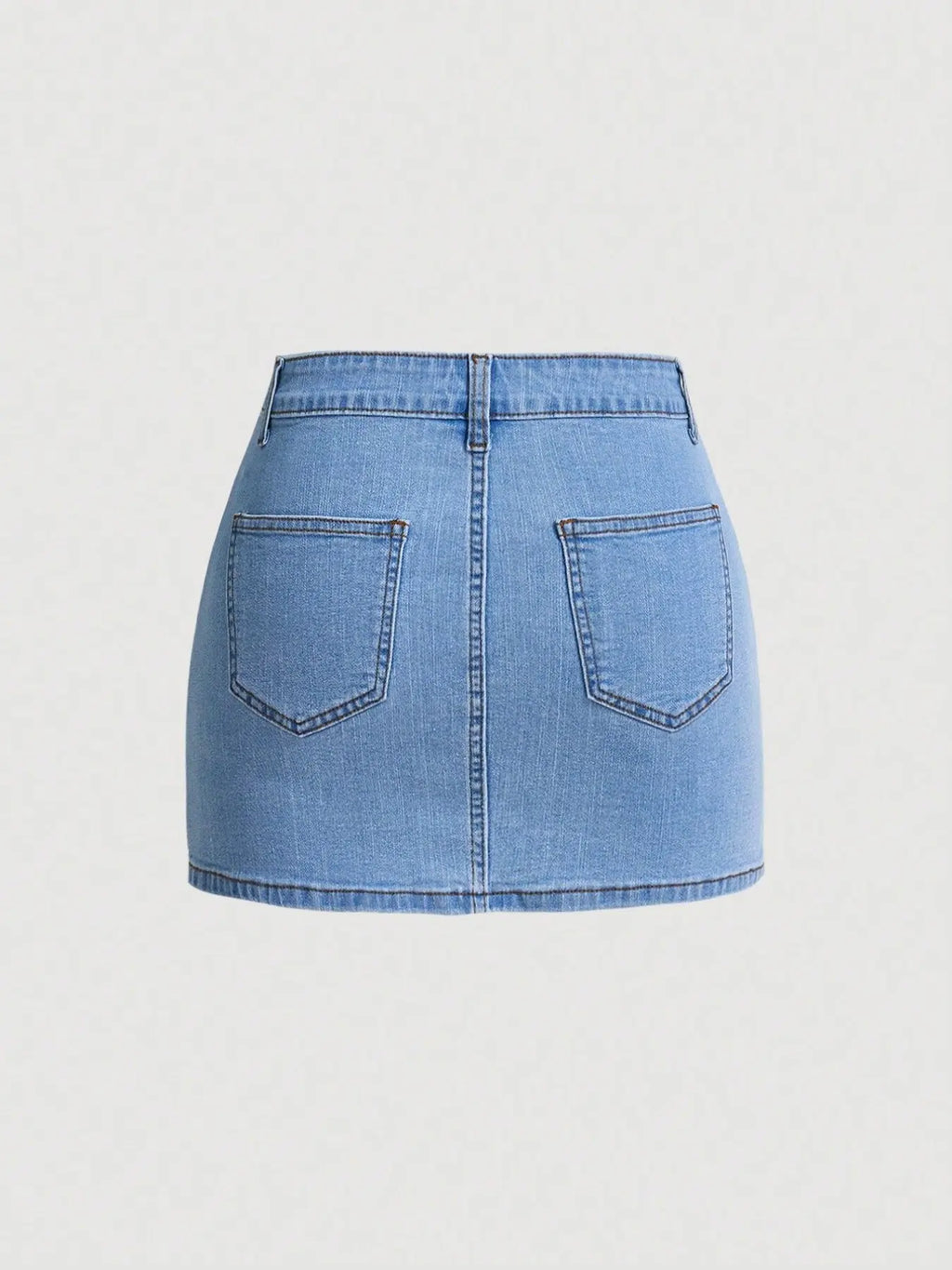 Women's Denim Skirt, Slim-Fitting High-Waist Short Skirt, Basic Casual A-Type Design, Button Closure, Plain Pattern, Summer Fashion