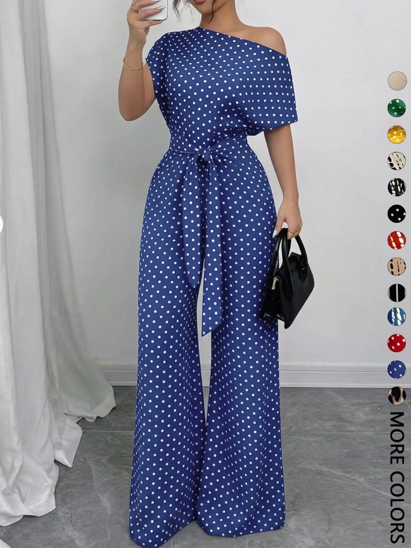 Women's All Over Print Tie Front Jumpsuit - Casual Style