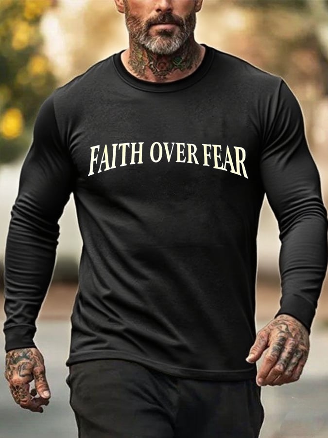 🔥Buy 3 Get 15% Off🔥Men's Faith Over Fear Printed Casual T-Shirt