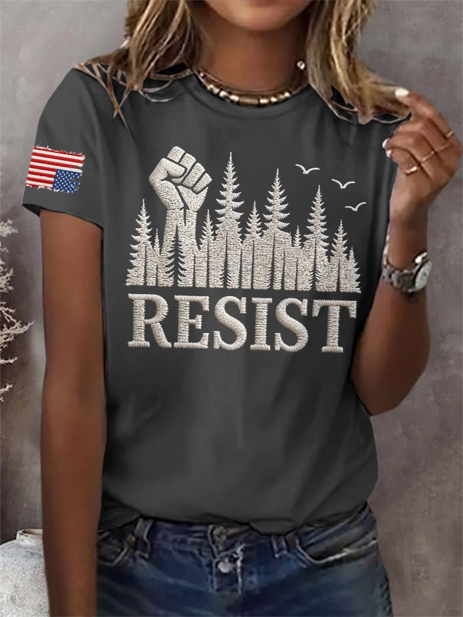 Retro Resist Save The Forest Service Print T-Shirt