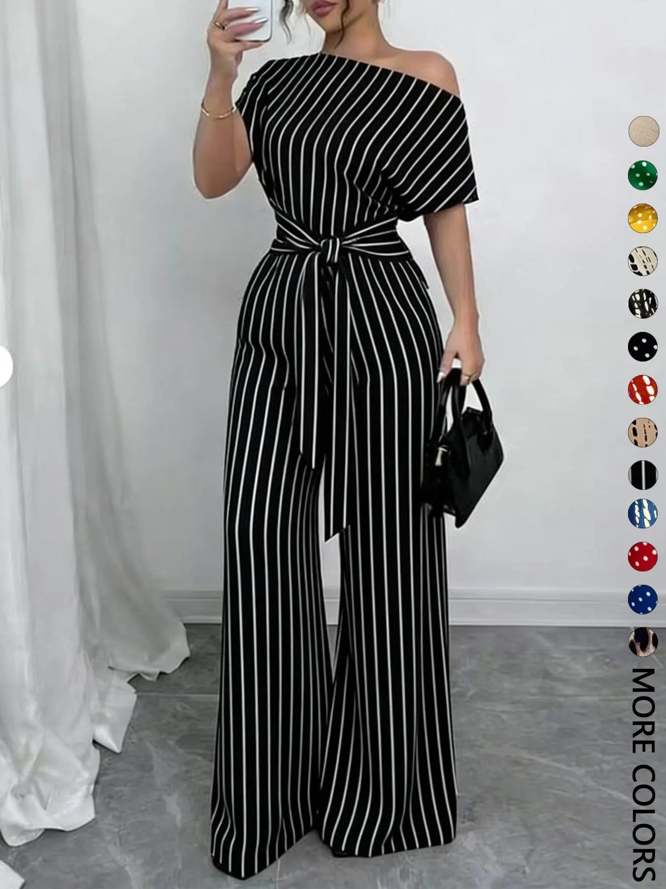 Women's All Over Print Tie Front Jumpsuit - Casual Style