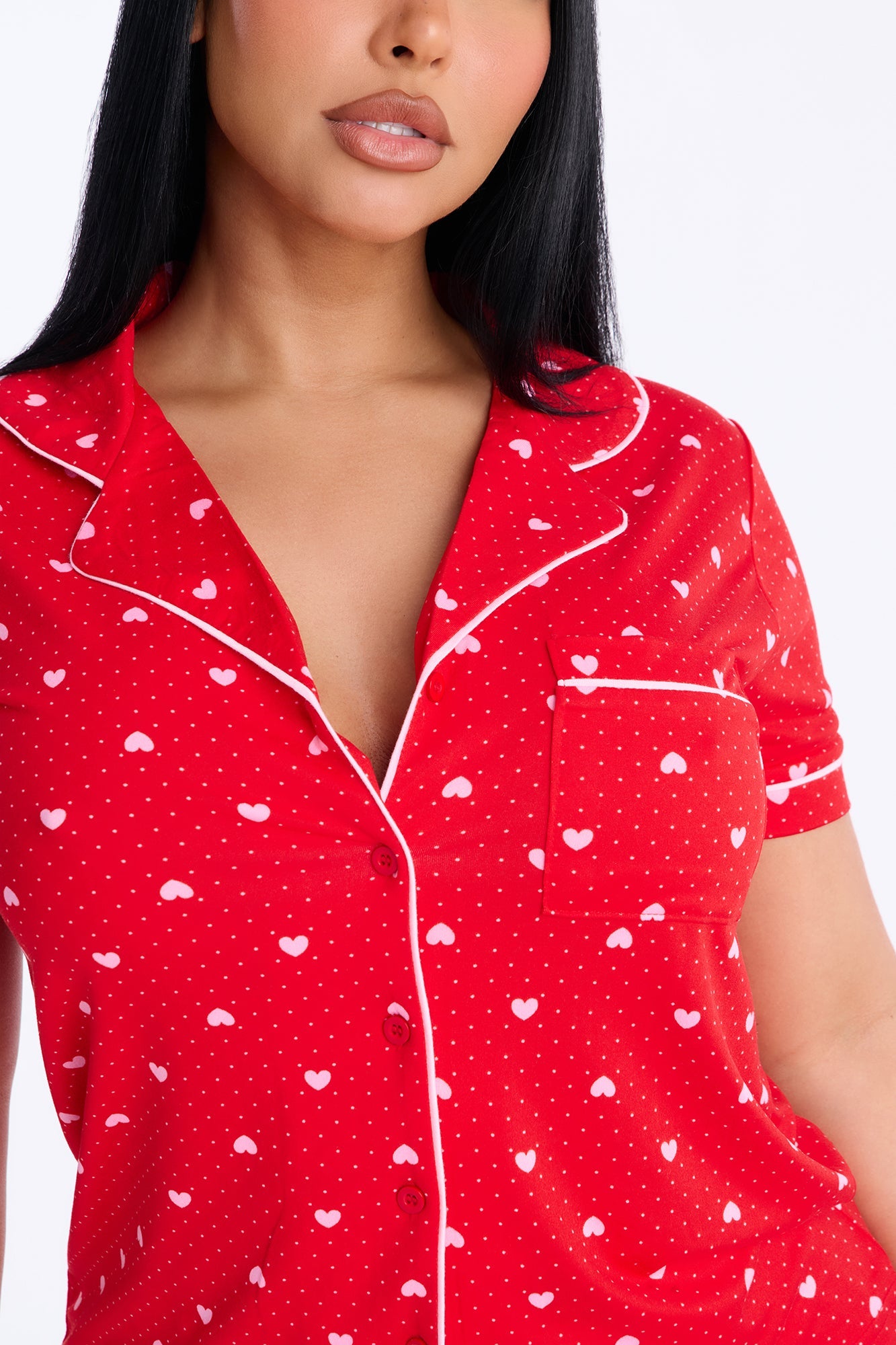 My Heart Is Yours Short Sleeve PJ Short Set - Red
