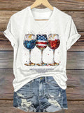 Women's 250th Anniversary Wine Glass Celebration Print T-shirt