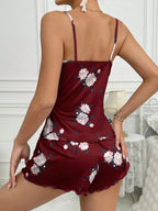 1set Women's Milk Silk Sleepwear Set, 140g Digital Printing