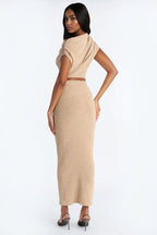 Alana One Shoulder Sweater Maxi Dress - Black