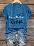 V-Neck Retro Film Strip Print T-Shirt