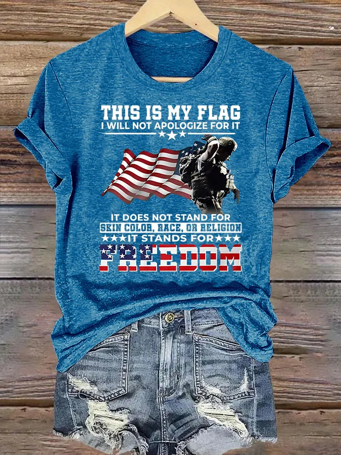 Women's  THIS IS MY FLAG Print T-Shirt