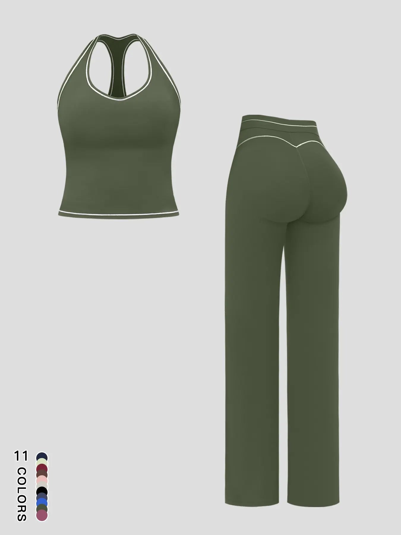 Sports Women's Quick-Dry Halter Tank Top Outdoor Yoga Tummy-Control Flared Pants Casual Active Wear for Spring and Fall