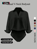 Women's Elegant V-Neck Long-Sleeved Jumpsuit