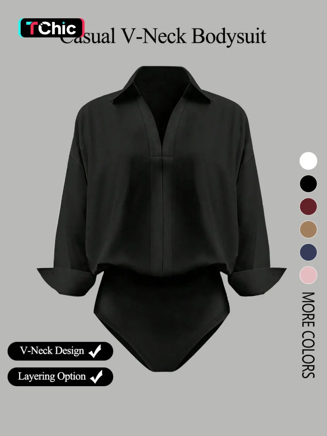 Women's Elegant V-Neck Long-Sleeved Jumpsuit