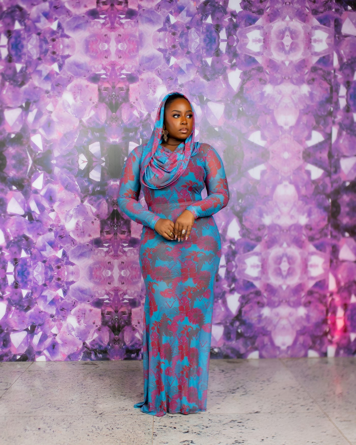 Maryam Transformer Dress (Ziva Custom Print Blue )