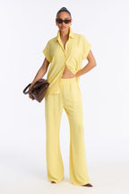 Makela Flowy Wide Leg Pant Set - Mocha
