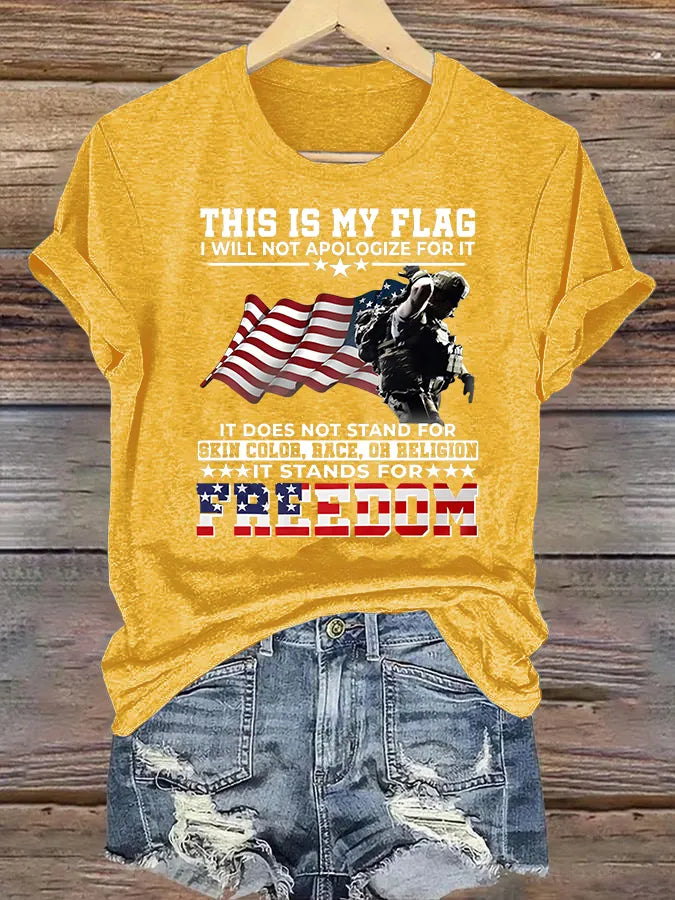 Women's  THIS IS MY FLAG Print T-Shirt