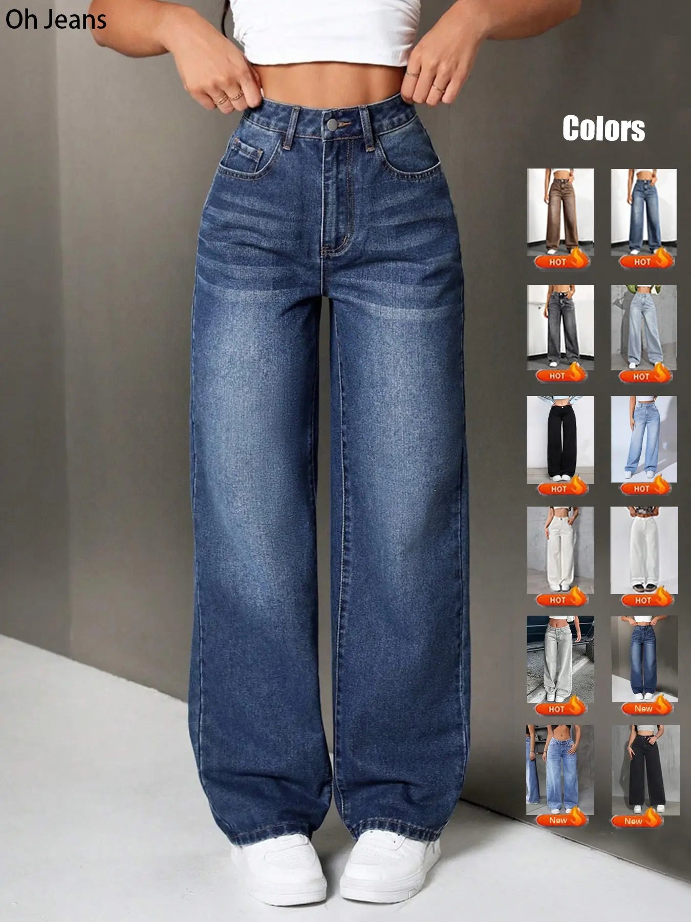 Women's Elastic Waist Denim Jeans with Pockets and Buttons, Casual Basic Fashion Comfortable Trousers for All Seasons, Perfect for Any Occasionstacked pants