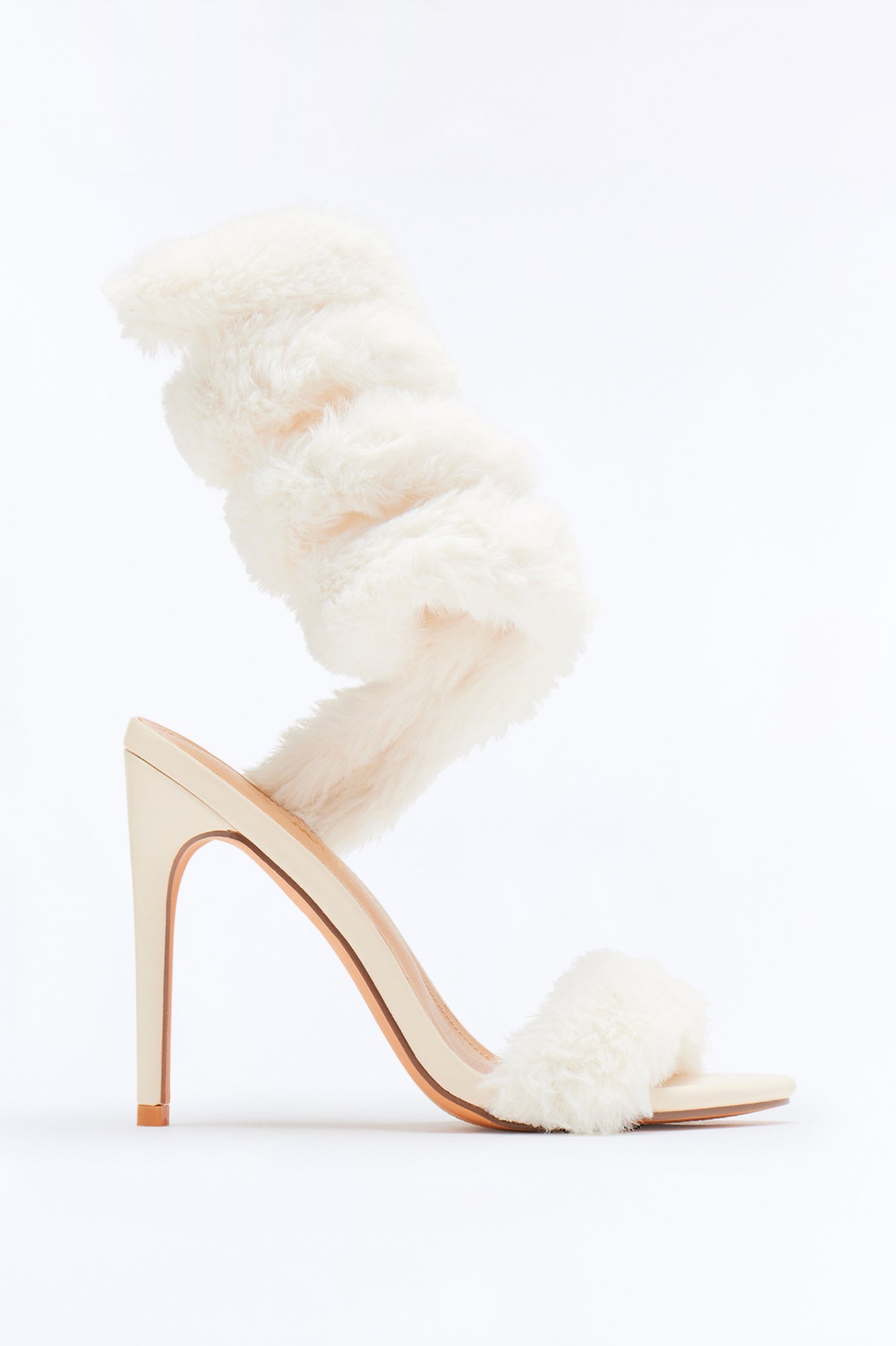 Flurry Faux Fur Wrap Up Heels - Black