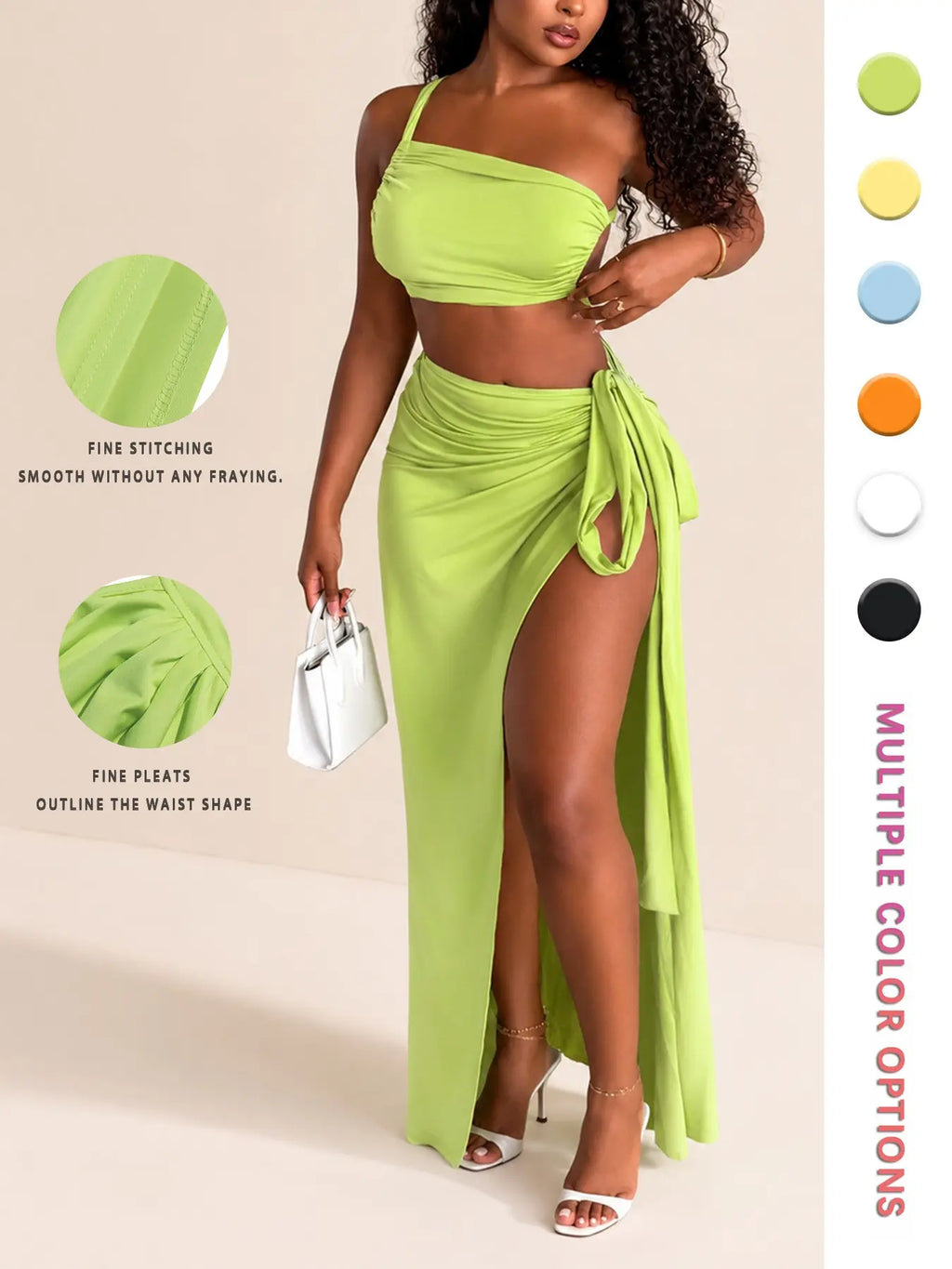 Women's Summer Vacation Set - Sexy Halter Top & High Slit Skirt