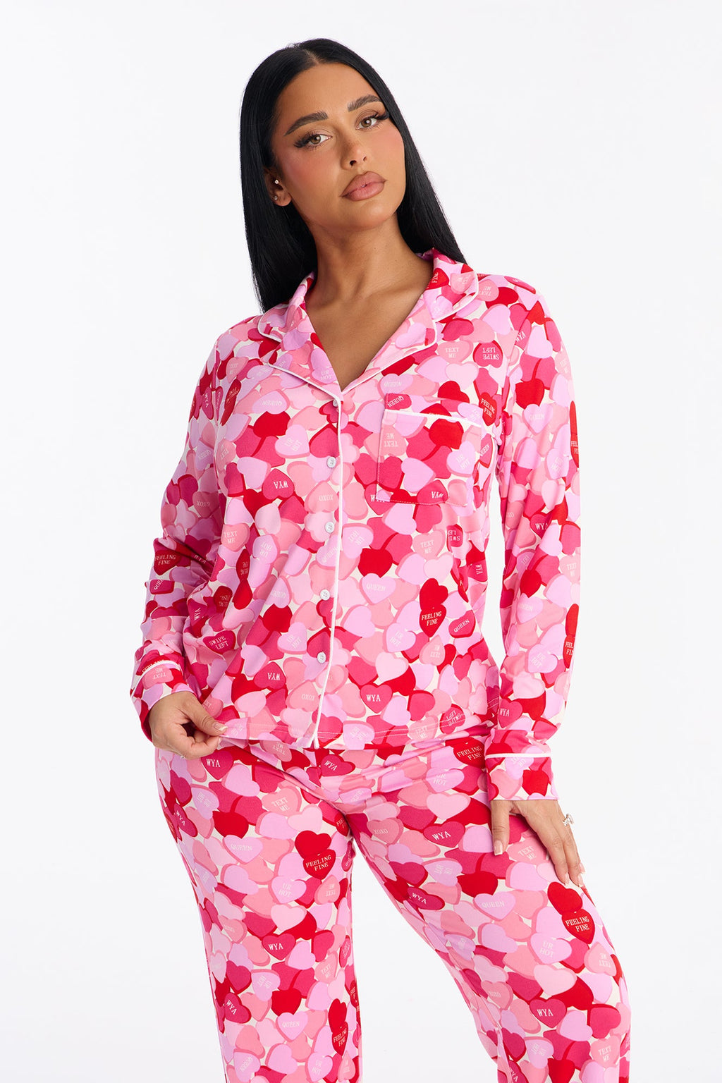 Love Is Sweet Long Sleeve PJ Pant Set - Pink/combo