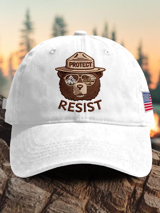 Retro Protect And Resist Print Baseball Cap