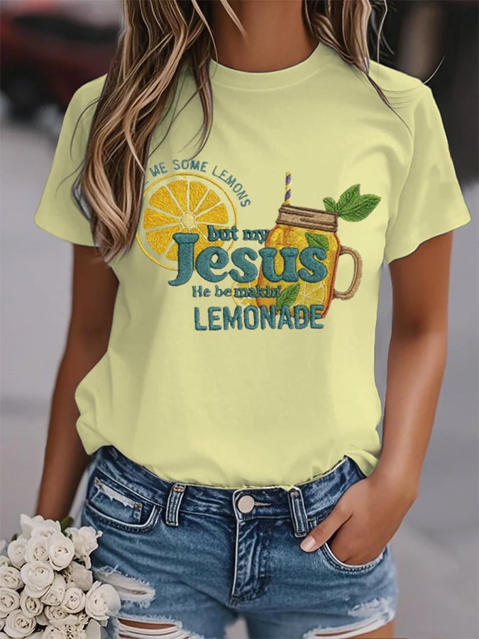 Women's  Life Gave Me Some Lemons, But My Jesus Turned Them Into Lemonade Faith  Print Shirt