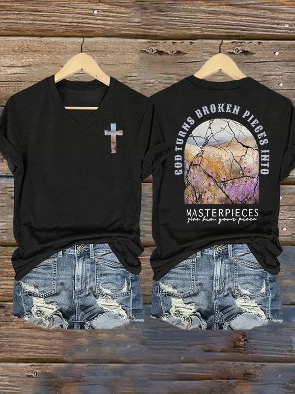 Women's  God Turns Broken Pieces Into Masterpieces Christian Tops Comfort Colors T-Shirt