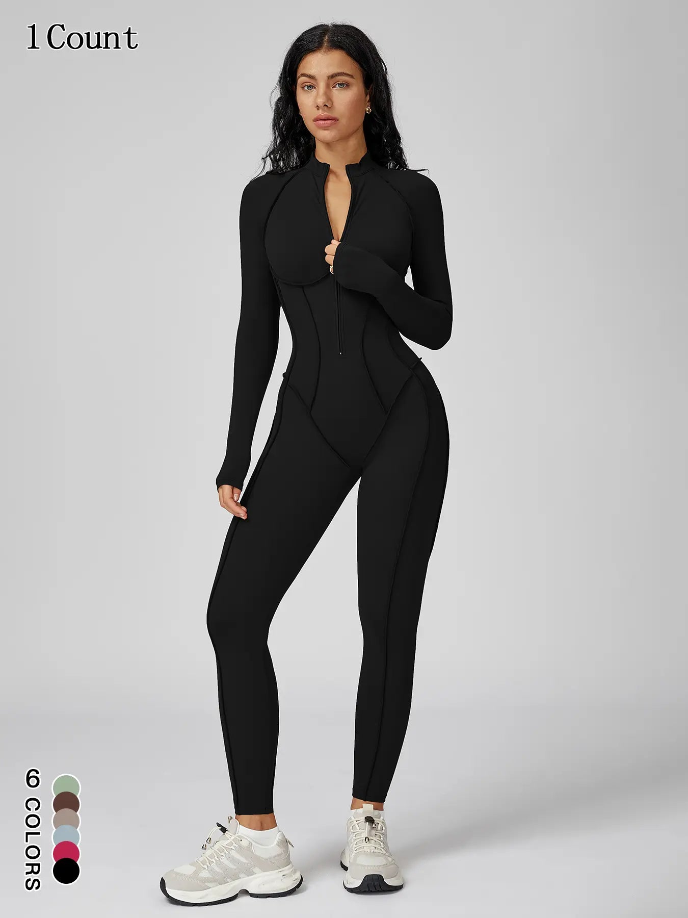 Women's Zipper Mock Neck Shapewear Bodysuit - Slim Fit