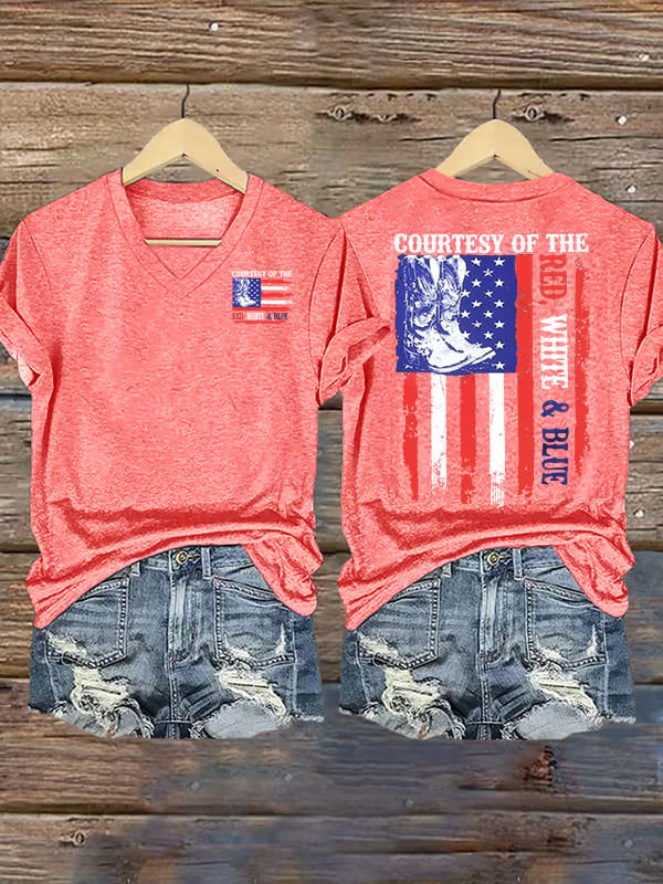 Women's  Courtesy Of Red White And Blue 250th Anniversary Flags T-Shirt