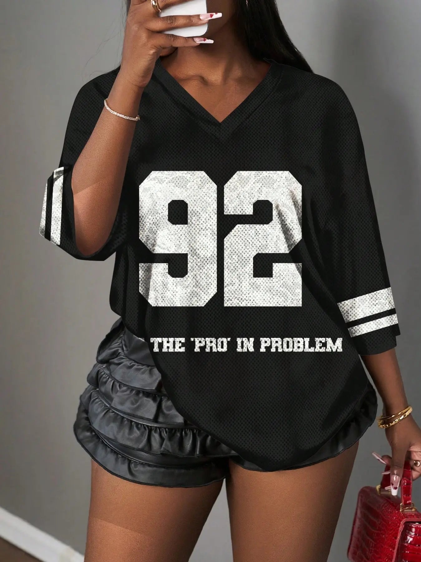 Y2K Vintage Mesh Sports Jersey Shirt for Women - V-Neck