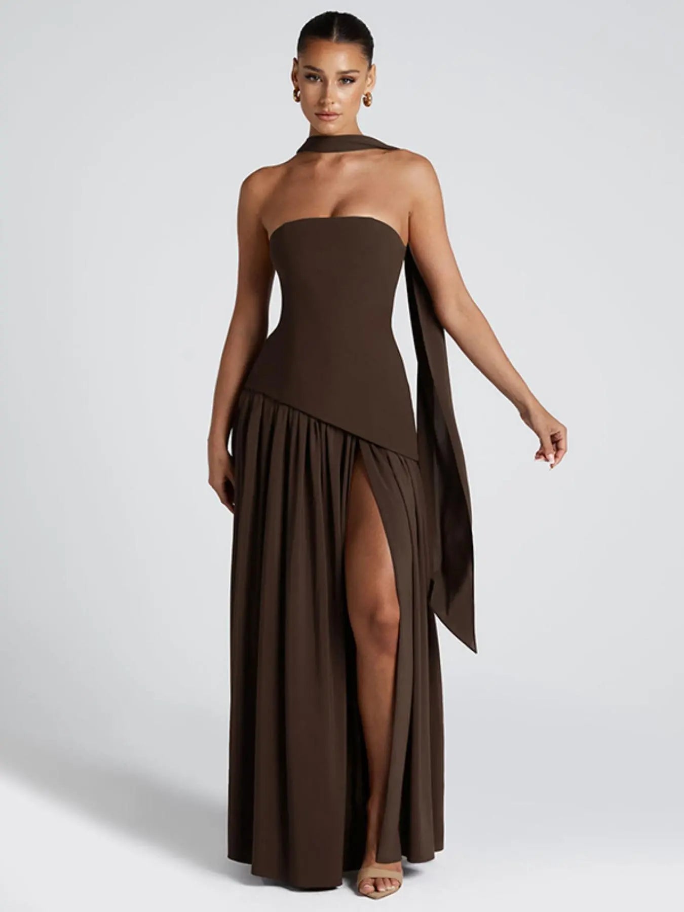 Women's Elegant Strapless Split Thigh Tube Dress