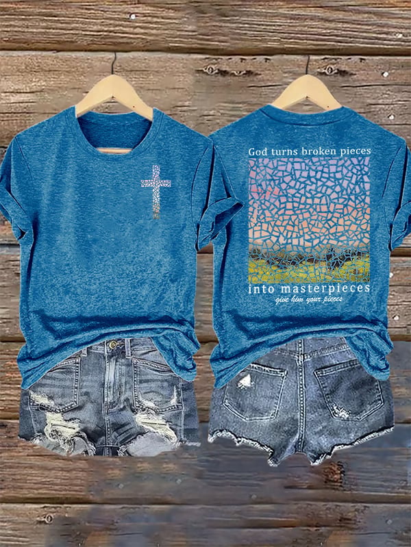 Women's  God Turns Broken Pieces Into Masterpieces Christian Tops Comfort Colors T-Shirt