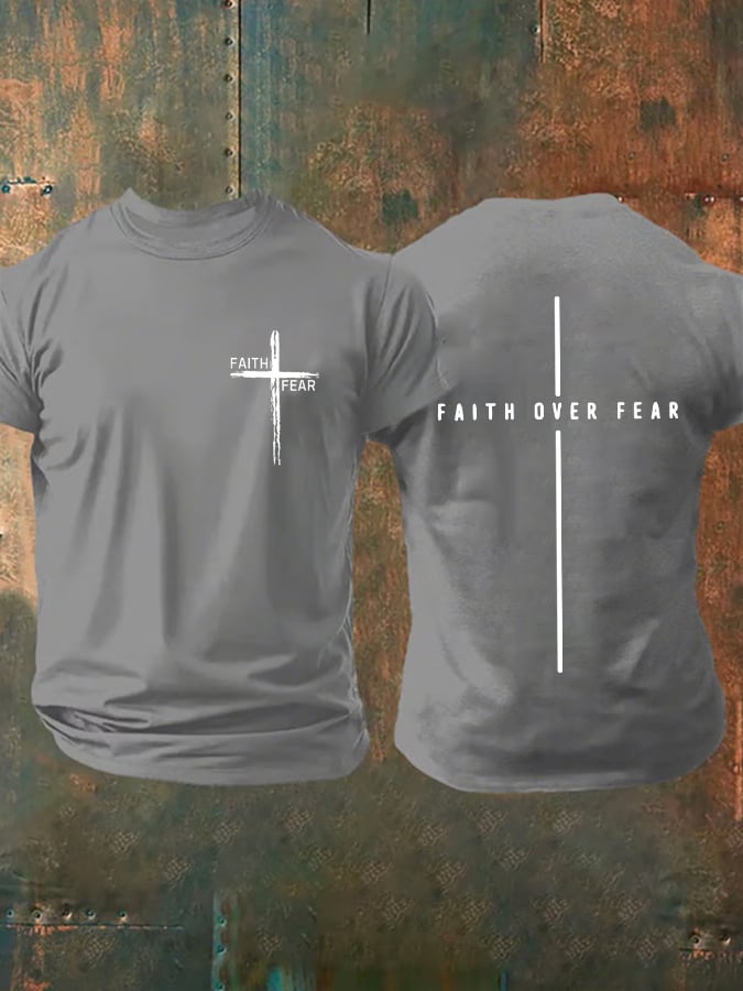 🔥Buy 3 Get 15% Off🔥Men's Faith Over Fear Printed Casual T-Shirt