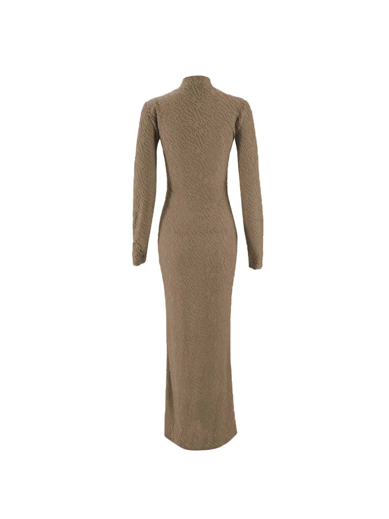 Women's Plain Solid Long Sleeve Bodycon Dress, Casual Fashion Mock Neck Maxi Dress for Daily Wear, Ladies Clothes for Spring