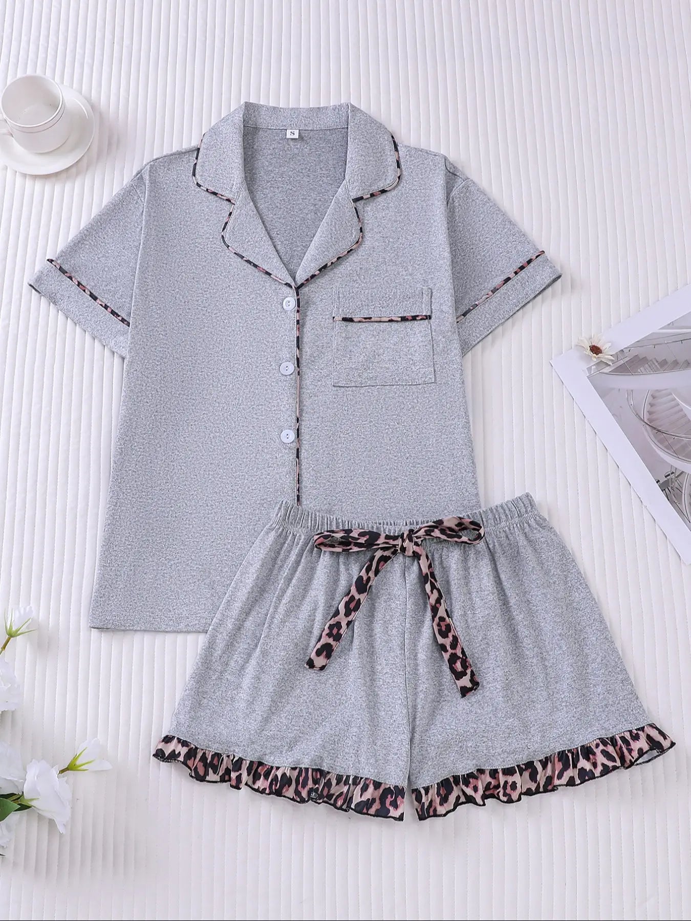 Women's Contrast Binding Pajama Two-piece Set