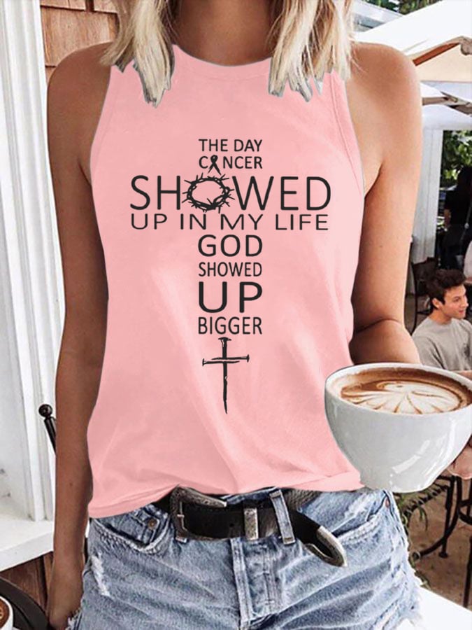 Women's Breast Cancer Awareness "Faith" Cross Tank Top