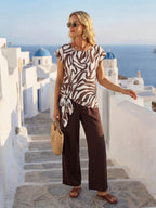 Women's Tie Bow Blouse And Straight Leg Pants 2 Pieces Set Blouse And Pants Set Floral 2 Pieces Set Modest Two Pieces Set Two Pieces Set,Casual