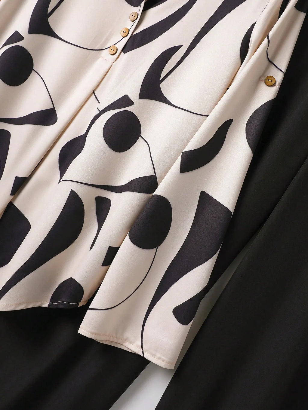 2pcs Women Contrast Color Print Shirt And Pants Set Old Money Style Business Casual Woman Blouse Sets For Ladies Two Piece
