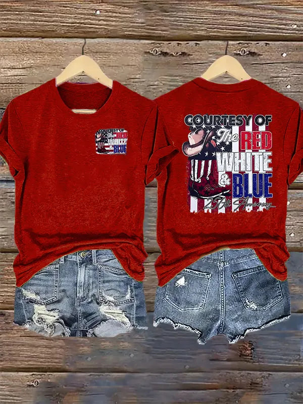 Women's  Courtesy Of Red White And Blue, 250th Anniversary Freedom T-Shirt