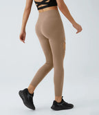 DayStretch High Waisted Crossover Contrast Mesh Decorative Buckle Yoga Leggings