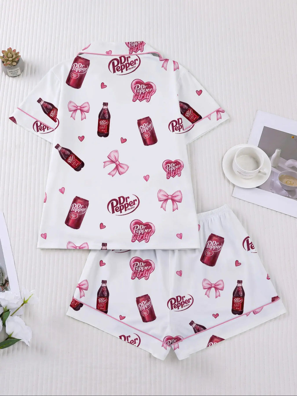 Women's Heart Bow Print Sleepwear Set