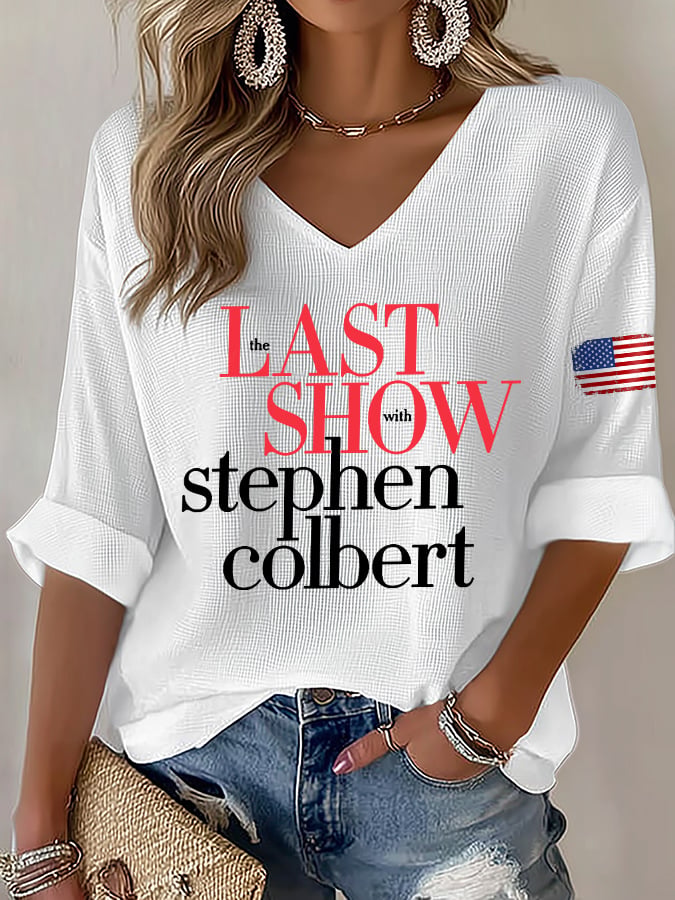 🔥Buy 3 Get 15% Off🔥V-Neck Retro Last Show Print T-Shirt