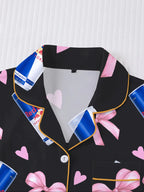 Women's Heart & Bow Print Sleepwear Set