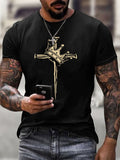 Men'S Casual Faith Cross Crown Short-Sleeved T-Shirt