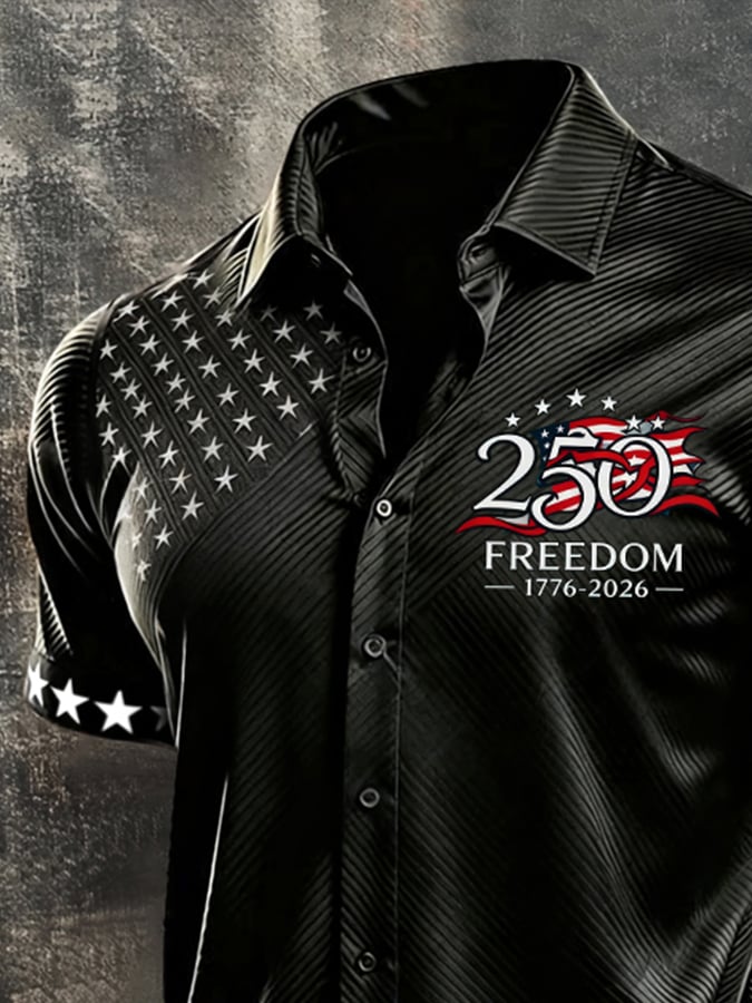 Men's Retro Independence Day Patriot Short-Sleeve Shirt