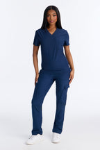 4 Way Stretch 2 Front Pocket Scrubs Rib Jogger Set - Mauve