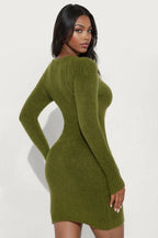 Zakia Zip Front Sweater Mini Dress - Brown