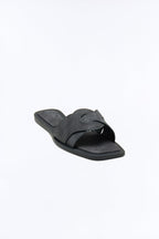 Trissie Denim Slip On Sandals - Black