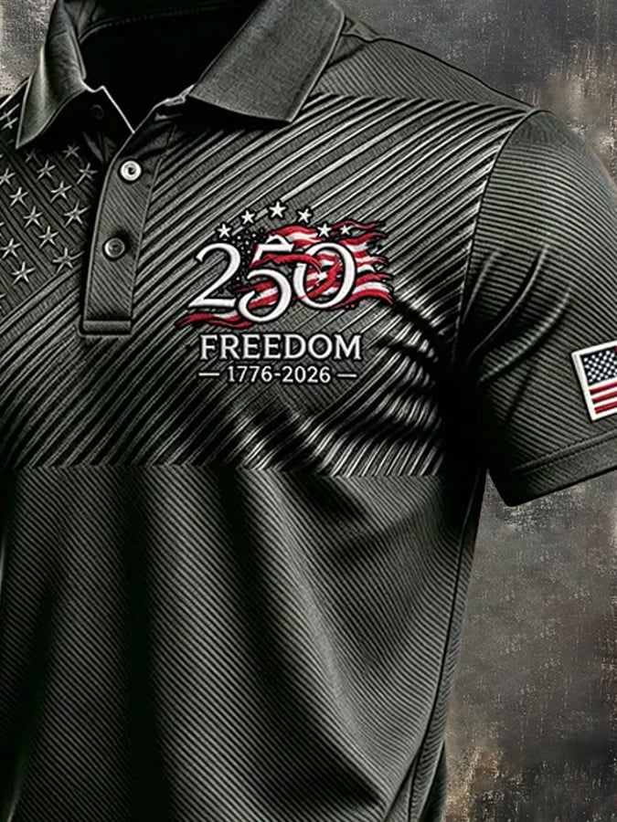 Men's Retro "Patriot" Color-Block Short-Sleeve Polo Shirt