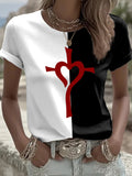 Women's casual retro faith contrast color T-shirt