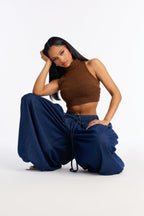 Marbella Baggy Tie Waist Balloon Jeans - Dark Wash