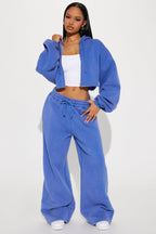 On The Go Fleece Pant Set - Blue