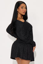 Parker Pleated Hacci Mini Dress - Black